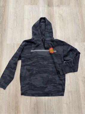 Santa Cruz Skateboards Black & Dark Gray Camo Pullover Hoodie